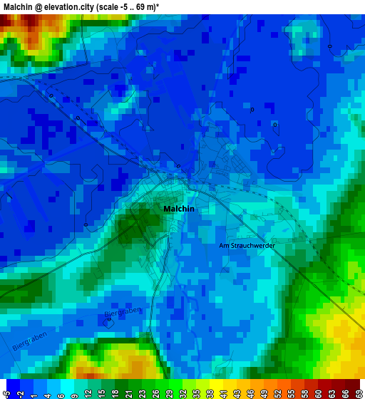 Malchin elevation map