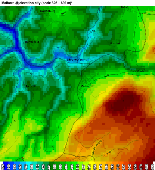 Malborn elevation map