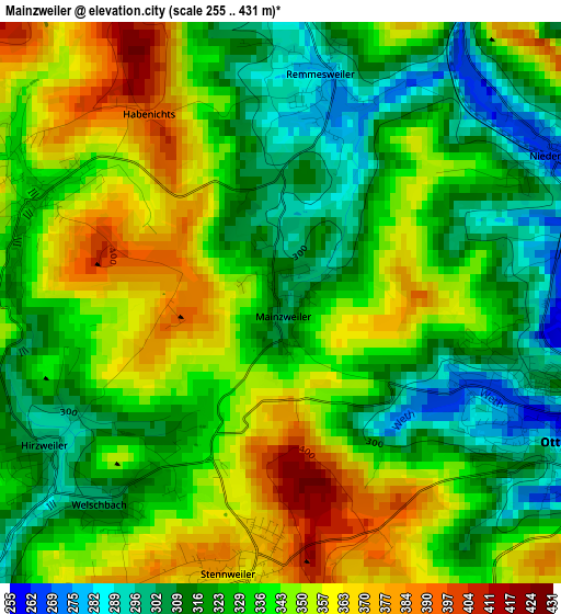 Mainzweiler elevation map