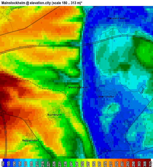 Mainstockheim elevation map