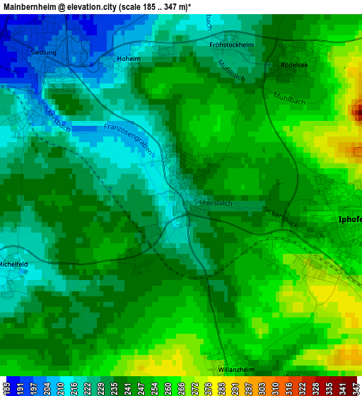 Mainbernheim elevation map