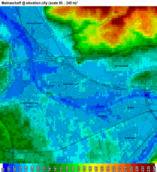 Mainaschaff elevation map