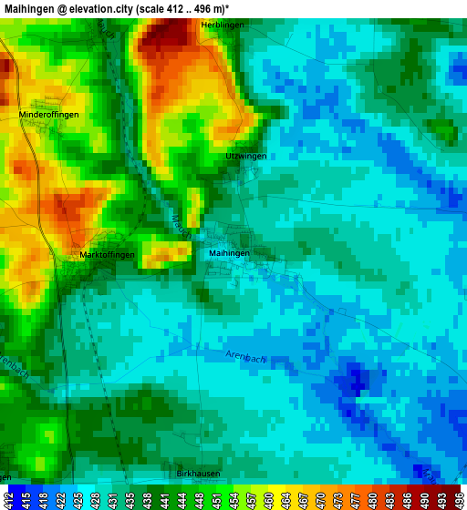 Maihingen elevation map