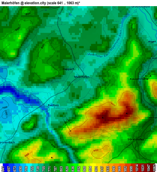 Maierhöfen elevation map