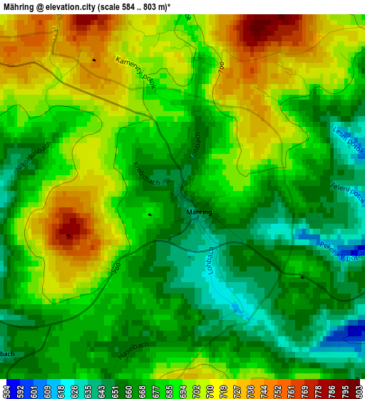 Mähring elevation map