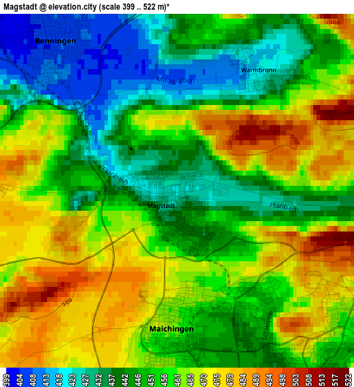 Magstadt elevation map