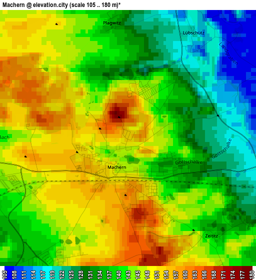 Machern elevation map