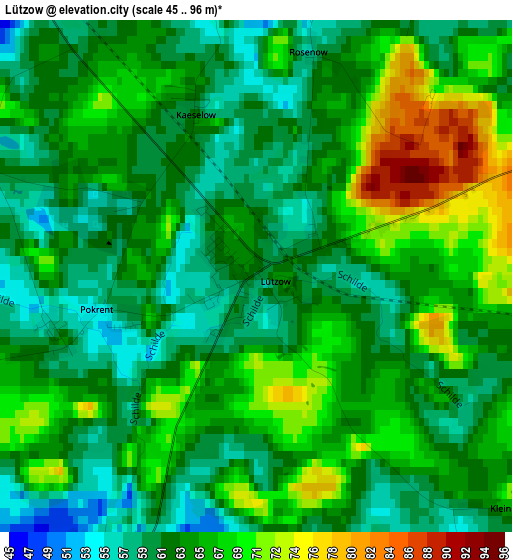 Lützow elevation map