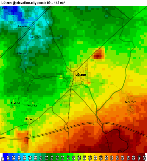 Lützen elevation map