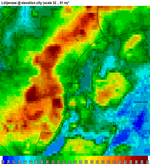 Lütjensee elevation map