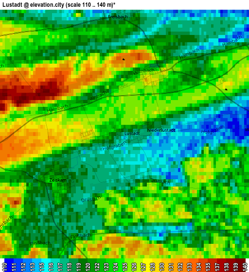 Lustadt elevation map