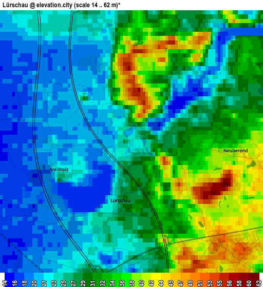 Lürschau elevation map