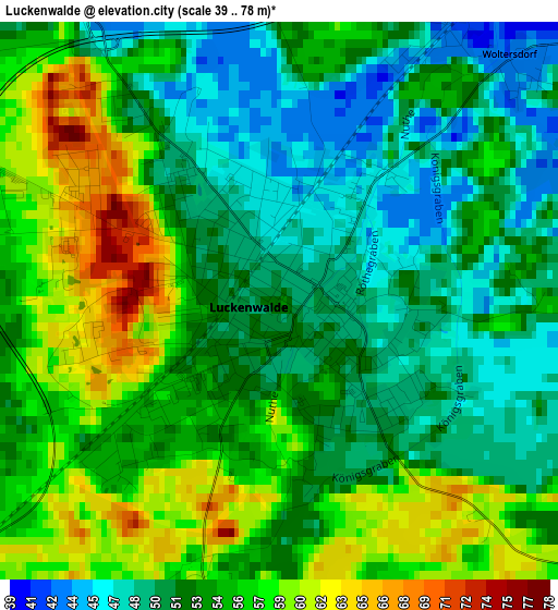 Luckenwalde elevation map