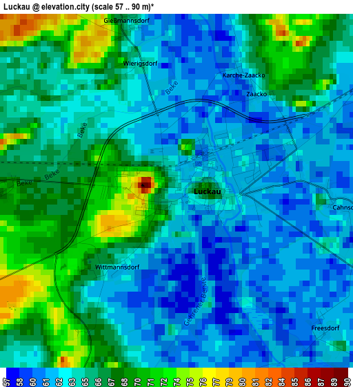 Luckau elevation map