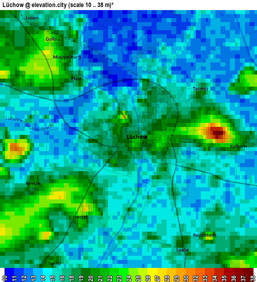 Lüchow elevation map