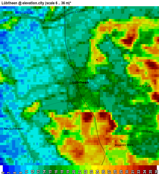 Lübtheen elevation map