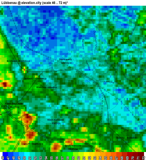 Lübbenau elevation map