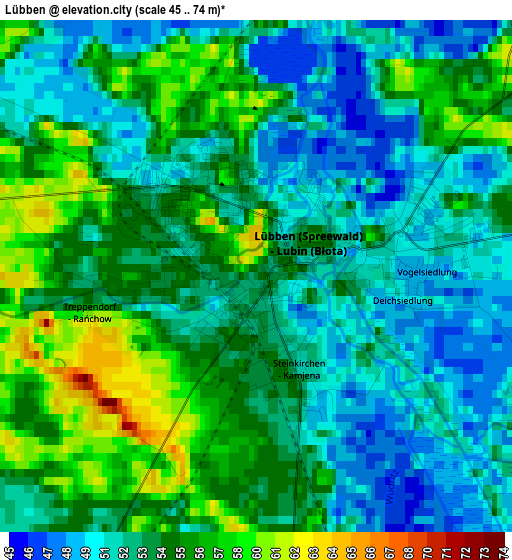 Lübben elevation map