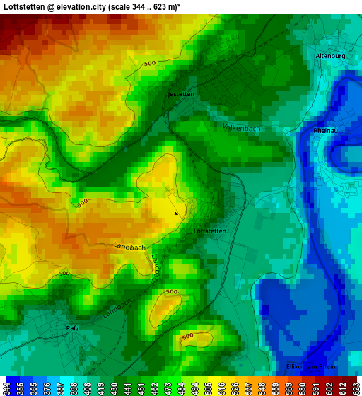 Lottstetten elevation map