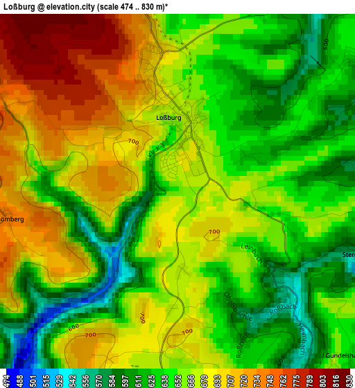 Loßburg elevation map