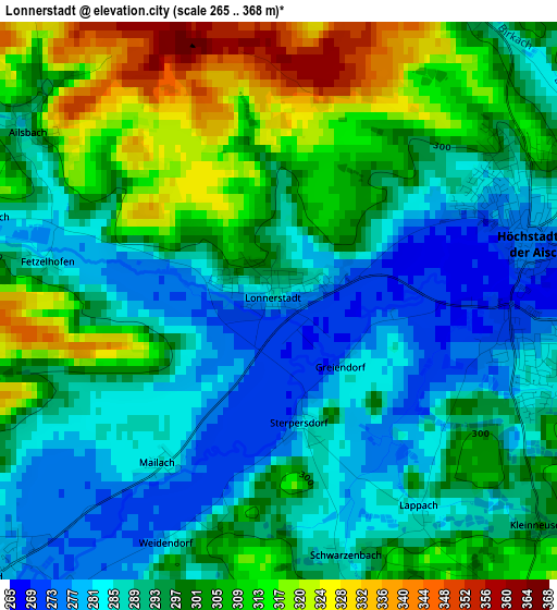 Lonnerstadt elevation map