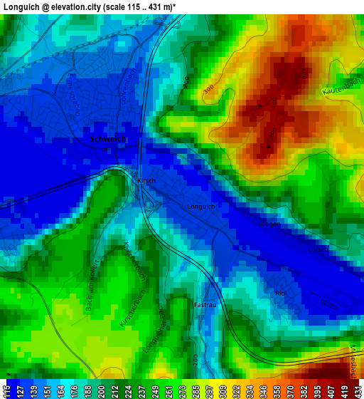 Longuich elevation map