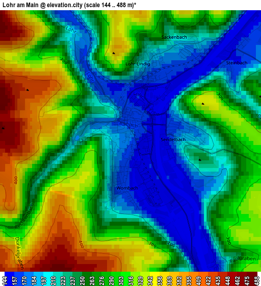 Lohr am Main elevation map