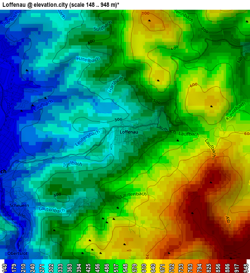 Loffenau elevation map