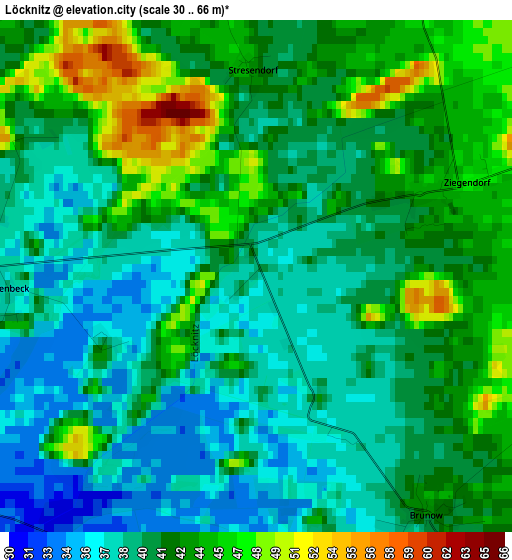 Löcknitz elevation map