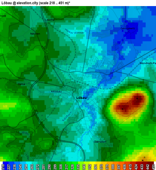Löbau elevation map