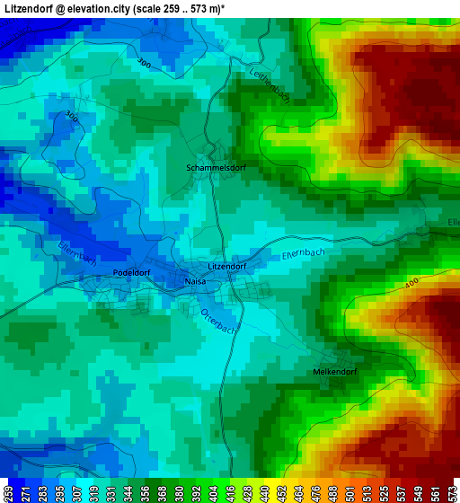 Litzendorf elevation map