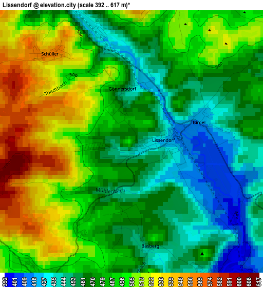 Lissendorf elevation map