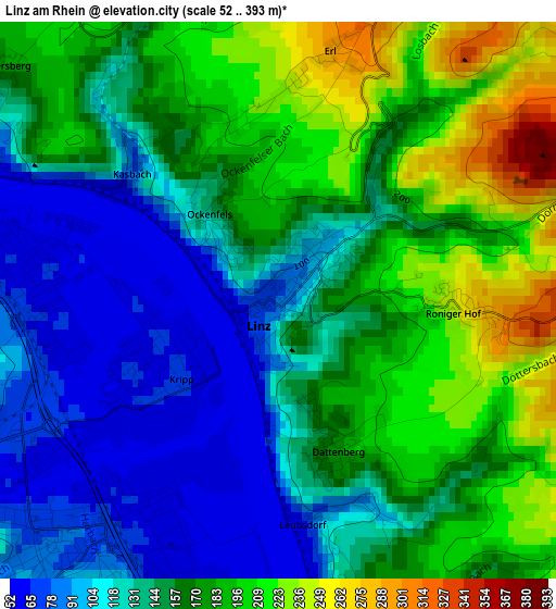 Linz am Rhein elevation map