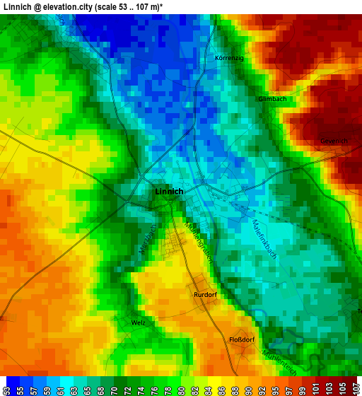 Linnich elevation map