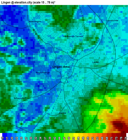 Lingen elevation map