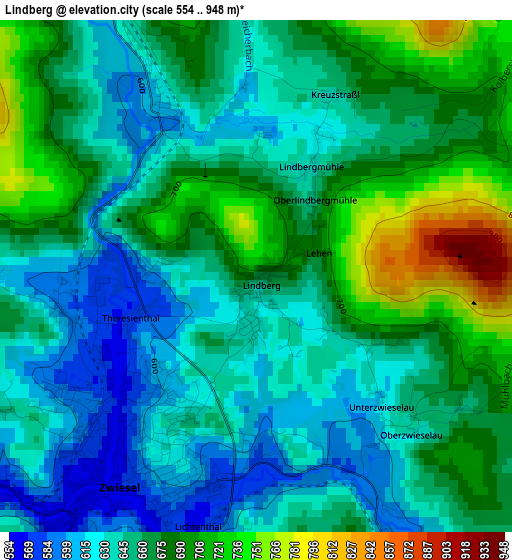 Lindberg elevation map