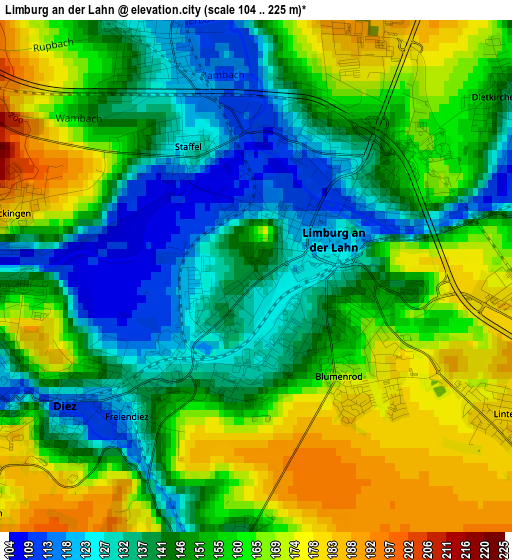 Limburg an der Lahn elevation map