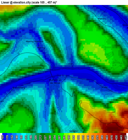 Lieser elevation map