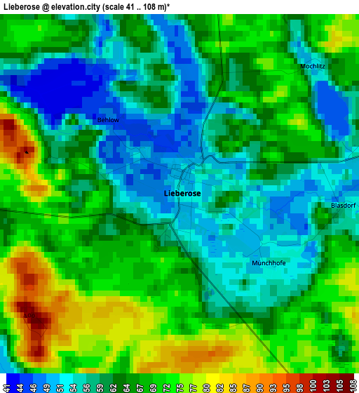 Lieberose elevation map