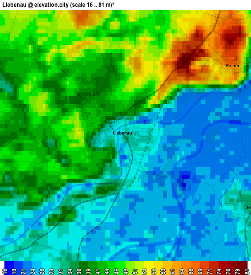 Liebenau elevation map