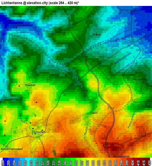 Lichtentanne elevation map