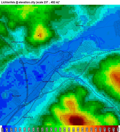 Lichtenfels elevation map