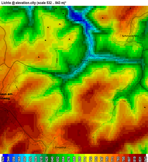 Lichte elevation map