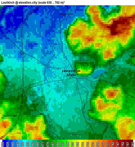 Leutkirch elevation map