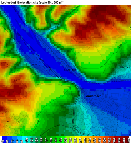 Leutesdorf elevation map