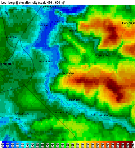 Leonberg elevation map