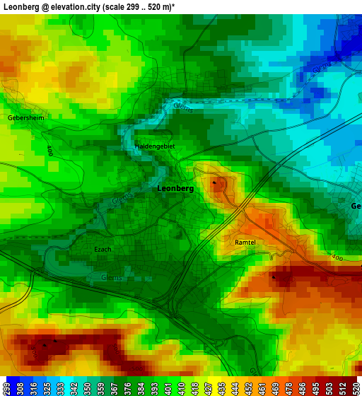 Leonberg elevation map