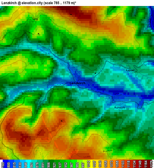 Lenzkirch elevation map