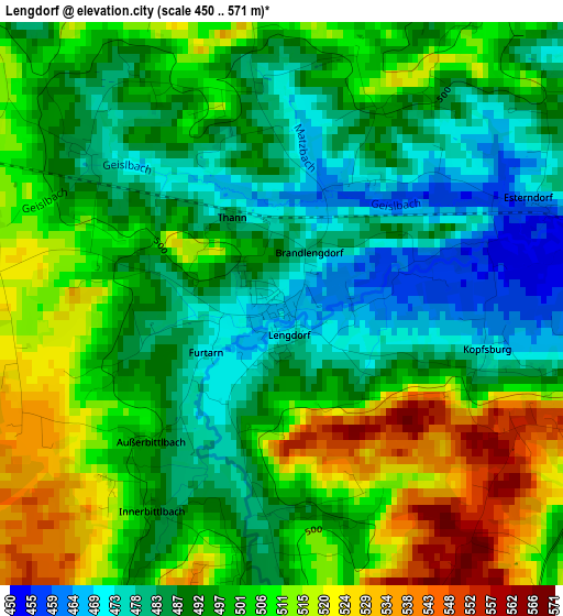 Lengdorf elevation map