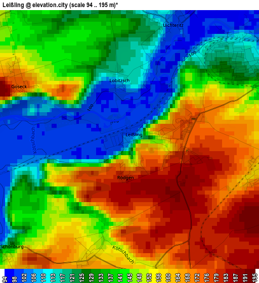 Leißling elevation map